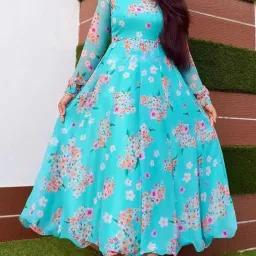 Printed Georgette Stitched Anarkali Gown-image-45