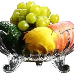 3 Leg Fruit Bowl Shape Transparent Glass Fruit Bowl for Dining Table Glass Fruit & Vegetable Basket-image-24