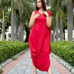 Solid Women With Attached Dupatta Jumpsuit-image-69