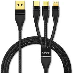 ONCRO Power Sharing Cable 1.2 m 3 amp 3 in 1 Cable Nylon Braided Fast/Rapid/Super Charging Cable for Micro USB, & Type C Devices. 3.3 ft Compatible with Maximum Devices Power Sharing Cable ( No Data transfer)-image-52