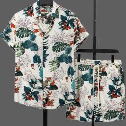 Men Night Suit Set Light Green Printed-image-53