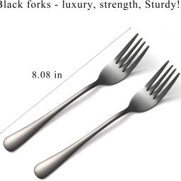 gracious mart Stainless Steel Titanium Plating Shiny Black Fork Silverware,Table Fork Set Stainless Steel Fruit Fork, Dessert Fork, Salad Fork, Serving Fork Set image 2