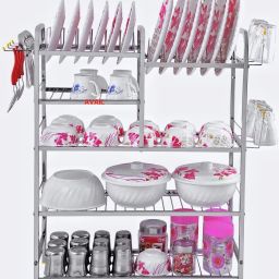 Dish Drainer Kitchen Rack 5 Shelves Dish Rack | Plate Cutlery Stand | Kitchen Stand Rack Steel-image-53