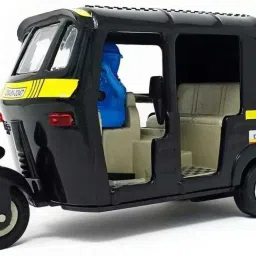 AUTO RICKSHAW BLACK SHINSEI BIG SIZE 15*10*7 CM PULL BACK AND GO ACTION-25