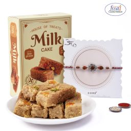 Double Delights : Milk Cake Sweet with set of 1 Rakhi Paper Gift Box-image-54