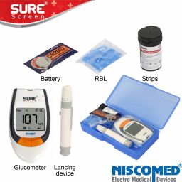 Surescreen Glucometer Easy&Accurate Painfree Blood sugar testing with 125 strips Glucometer-22