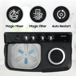 samsung 8 kg Semi Automatic Top Load Black, Grey image 3
