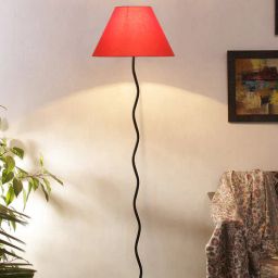 Planck Orange Cottan Fabric Shade Club Floor Lamp With Iron Base By New Era-picture-6