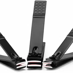 Nail Pack of 3 Clipper Set - Black Stainless Steel Deluxe Fingernail and Toenail Clipper Cutter-11