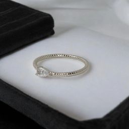 Heart Shape Diamond Ring Silver Ring-image-51