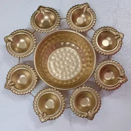 10 inch metal urli diya bowl set Iron Table Diya-image-79