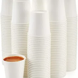 (Pack of 100) White Disposable Paper Glass Set for Juice and Water , 200 ML ( Pack of 100 ) Glass Water/Juice Glass-image-10