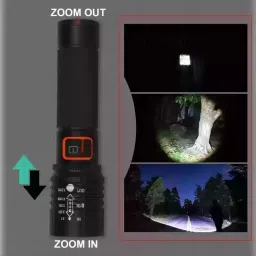 zeno volt 035 Rechargeable Powerful Bright Black 5 Mode Torch Waterproof Long Focus Torch image 2