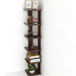 bluewud Braine 6 Square Multi-Tier Wall Shelf Display Rack for Living Room Engineered Wood Semi-Open Book Shelf image 3