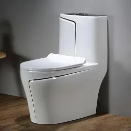 clayplus Ceramic P-TRAP Shining white commode with Black Finishing Line and Round Flush Western Commode image 3