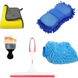 5 Pcs Car Cleaning Kit Towel,brushes,wipe,gloves Combo-42