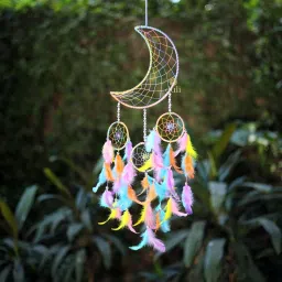 Moon Crescent Dream catcher Handmade Wall Hanging for Home Cafe Party Decor Feather Dream Catcher-image-78