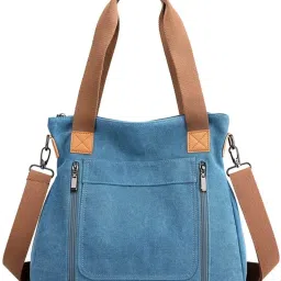 Blue Women Hobo Women Canvas Handbag Shoulder bags Casual Multi-Pocket Top Handle Tote Crossbody-image-58