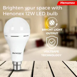 henonex 12W Emergency Light Bulbs with Battery Backup Pack of 2 LED for Home 4 hrs Bulb Emergency Light image 4