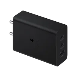 SAMSUNG 65W Type A & Type C 3-Port Fast Charger (Adapter Only, Short Circuit Control, Black) image 3