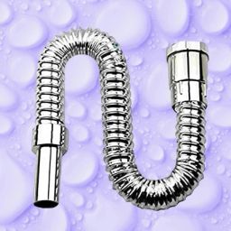 Sink Waste Connector Pipe – White PVC – Single Piece Silver Hose Pipe-image-98