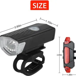 fastped Combo of Bicycle LED USB Rechargeable Head Light and Taillight (Combo) LED Front Rear Light Combo image 3