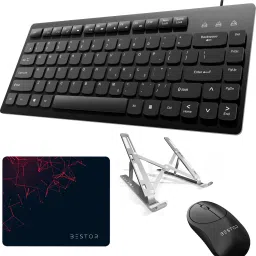 Bestor 4 in1 Combo,Wired Mini Keyboard,Wireless Mouse Mouse Pad And Metal Laptop Stand Combo Set-16