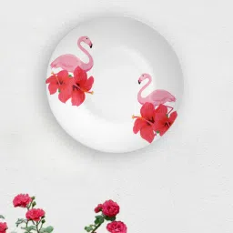 quirk india White Ceramic Flamingo Love Decorative Wall Plate-picture-19