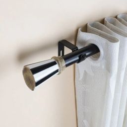 the decor mart Black Iron 48 - 88 Inches Expandable Curtain Rod with Accessories-picture-30