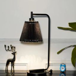 kapoor lampshades Bond Black Metal Study Table Lamp with Black Pleated Shade-picture-45