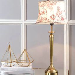kapoor lampshades Groove Hersey White Cotton Shade Table Lamp with Brass Base-picture-8