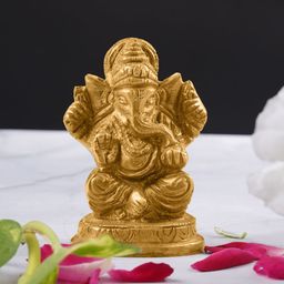 ecofynd Gold-Toned Textured Lord Ganesha Idol Showpiece-image-59