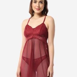Amante Self Design Shoulder Straps Baby Doll-image-56