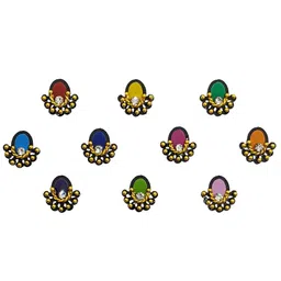 Comet Busters 10 Pcs Embellished Reusable Designer Bindis - Multicoloured-50