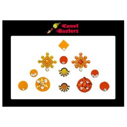 Comet Busters 12 Pcs Embellished Reusable Designer Bindis - Yellow & Orange-4