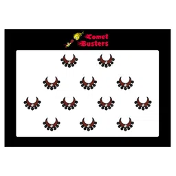Comet Busters 12 Pcs Embellished Reusable Crescent-Shaped Designer Bindis - Maroon & Black-23