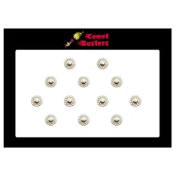 Comet Busters 12 Pcs Embellished Reusable Designer Bindis - Silver-Toned-10