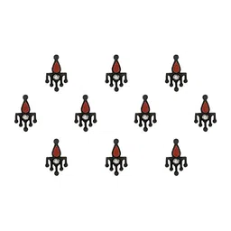 Comet Busters 10 Pcs Embellished Reusable Designer Bindis - Maroon & Black image 2
