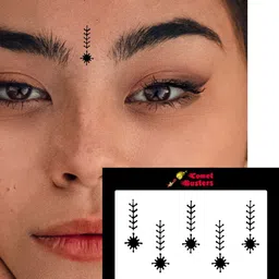 Comet Busters 5 Pcs Black Floral Shaped Solid Bindi image 3