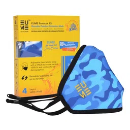 EUME Blue & Yellow Camouflage Printed Reusable Cloth Outdoor Masks-24