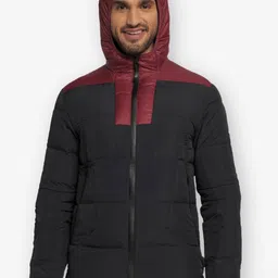 Wildcraft Men Black & Maroon Colourblocked Water Resistant Outdoor Quilted Jacket-picture-18