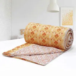 aurave Orange Cotton Geometrical 144 TC Single Bed Dohar-picture-12