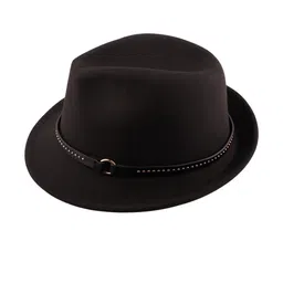 The Tie Hub Men Black Fedora Hat-image-52