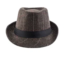 The Tie Hub Men Brown Threaded Fedora Hat-image-16