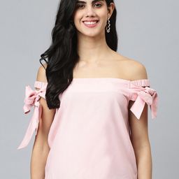 FLAMBOYANT Pink Off-Shoulder Bardot Top-image-95