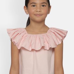 SCOUP Girls Pink Cotton Off-Shoulder Bardot Top-image-29
