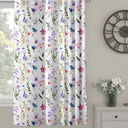 OASIS Blue and White Floral Printed Window Curtain-picture-17