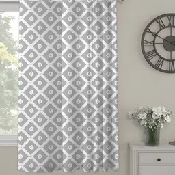 OASIS Grey and White Geometric Printed Window Curtain-image-14