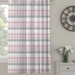 OASIS Pink and White Geometric Printed Window Curtain-2