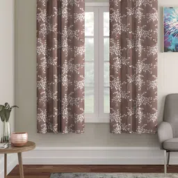 ERIC LONDON Brown 2 Pieces Floral Printed Room Darkening Window Curtain-image-51